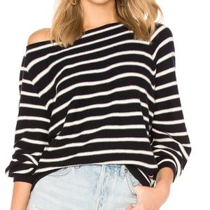 NWOT Vince Navy & White Striped Waffle Raglan Top